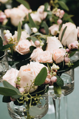 Pink flowers, elegant wedding  floral decoration
