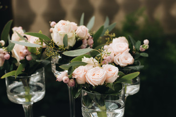 Pink flowers, elegant wedding  floral decoration