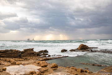 Waves Crashing on Rocks