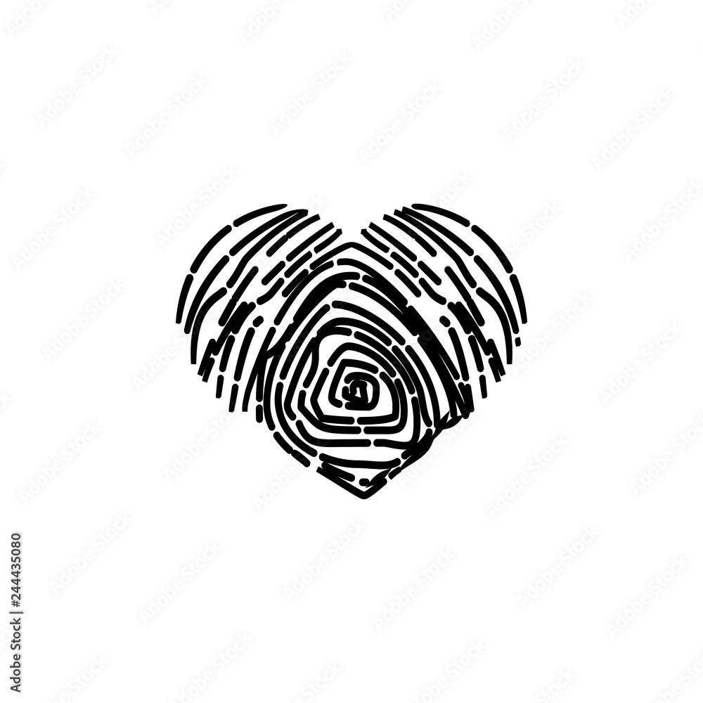 Poster heart fingerprint icon. element of valentine's day icon for mobile concept and web apps. detailed he