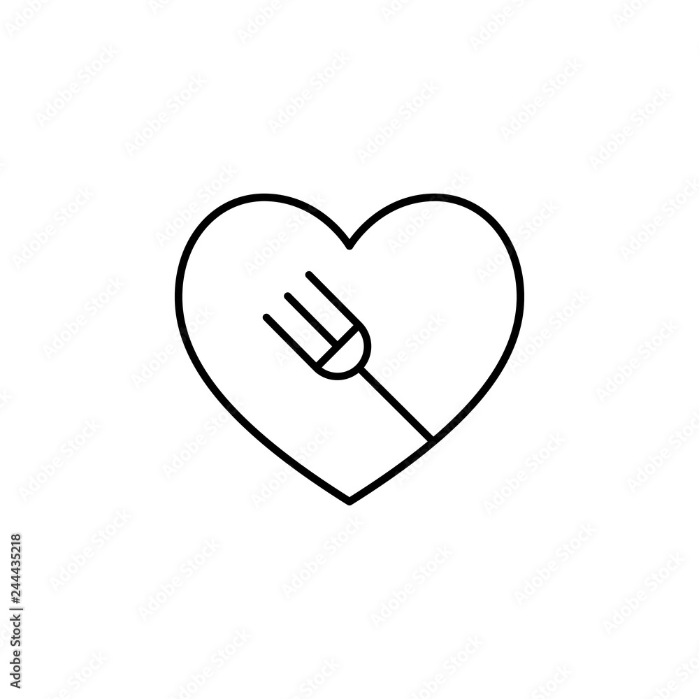 Poster heart and fork inside icon. element of valentine's day icon for mobile concept and web apps. detaile