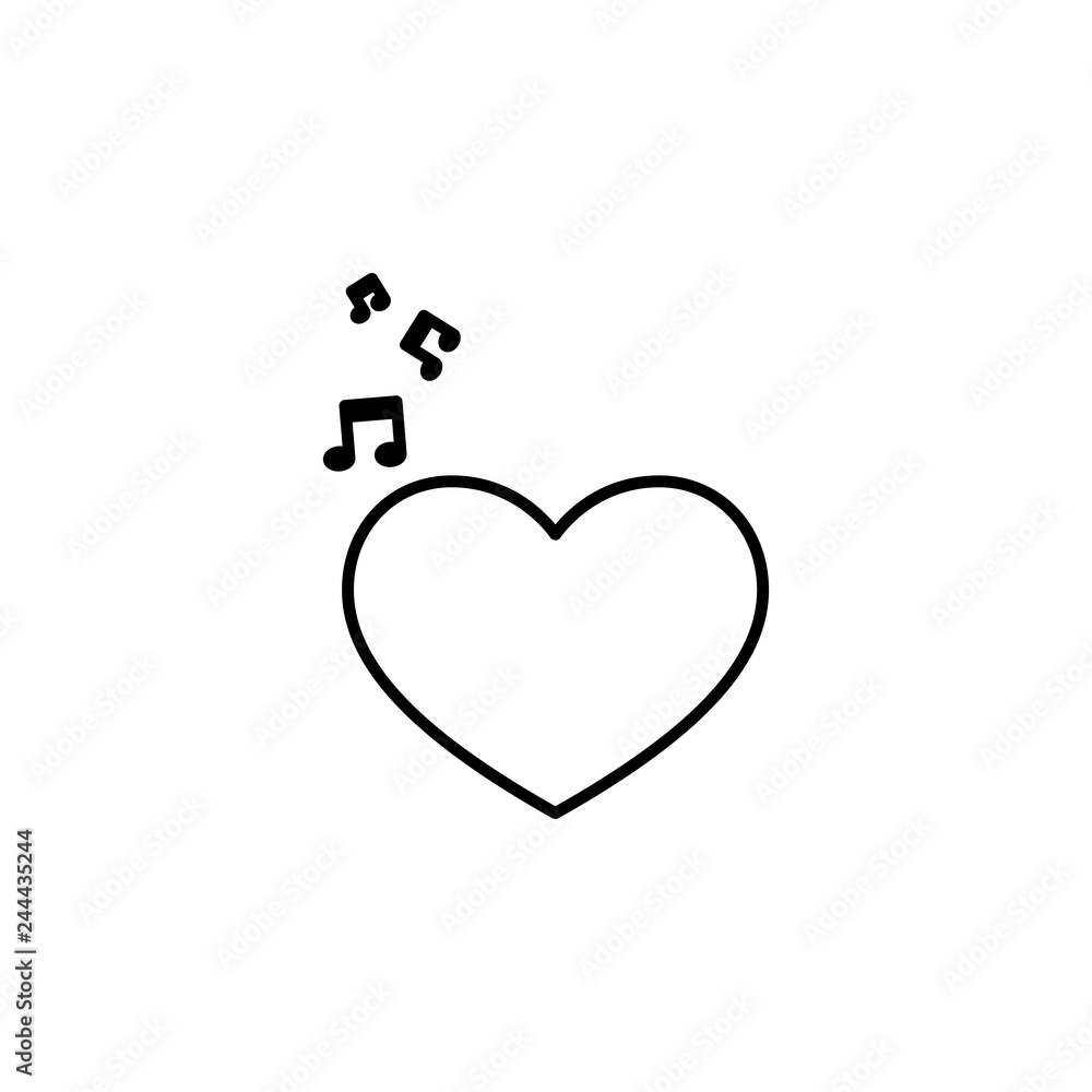 Poster love song with heart icon. element of valentine's day icon for mobile concept and web apps. detailed