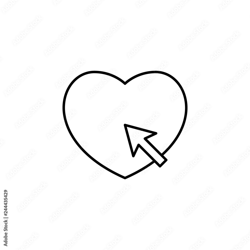 Poster heart click with mouse arrow pointer icon. element of valentine's day icon for mobile concept and we