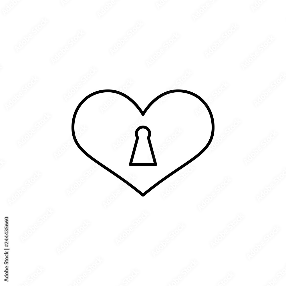 Poster heart lock with key hole icon. element of valentine's day icon for mobile concept and web apps. deta