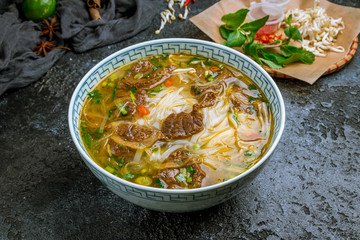 Vietnamese soup Pho with stewed beef