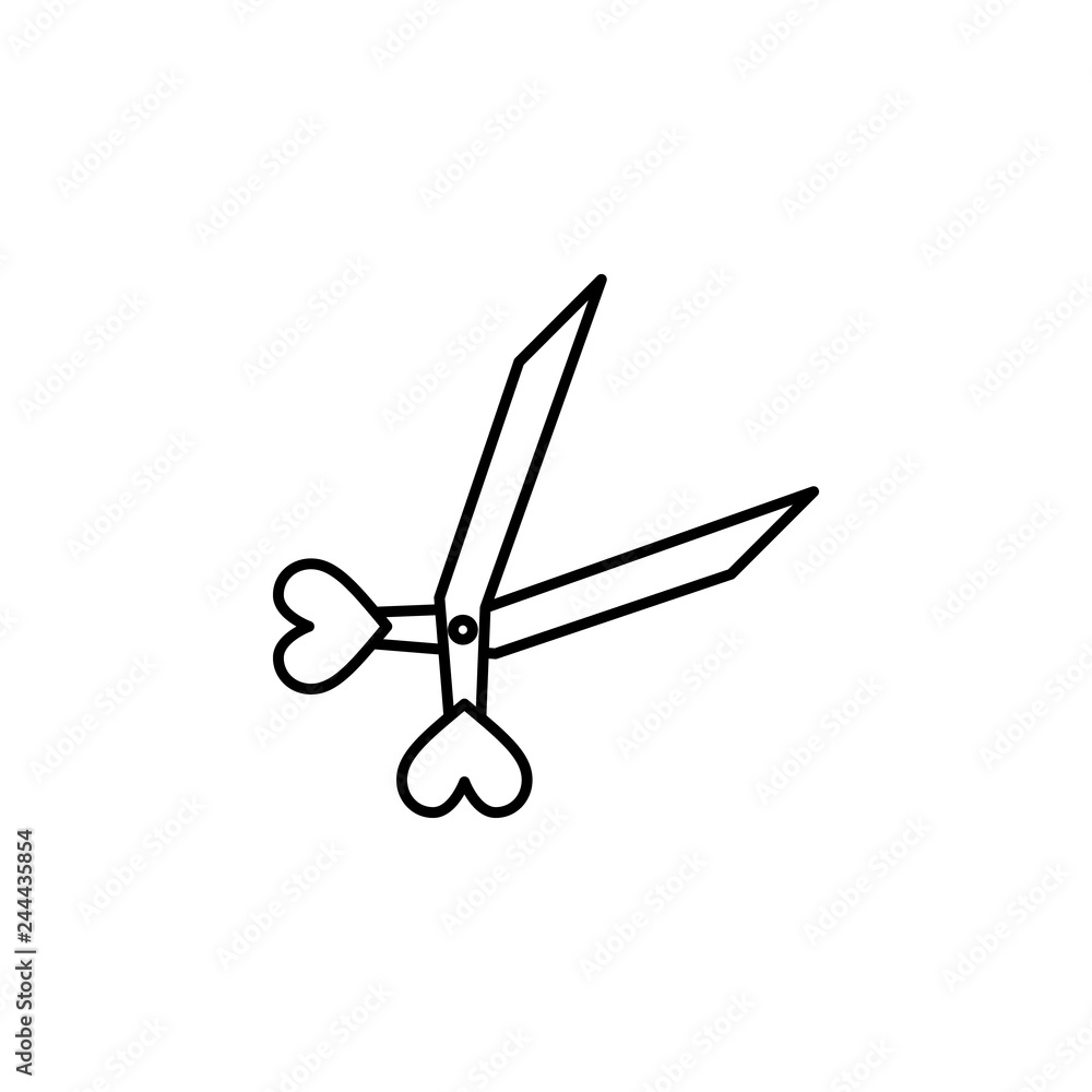 Poster scissors with heart icon. element of valentine's day icon for mobile concept and web apps. detailed 