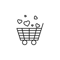 shopping cart with heart  icon. Element of Valentine's Day icon for mobile concept and web apps. Detailed shopping cart with heart  icon can be used for web and mobile