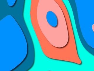 Paper art cartoon abstract waves. Paper carve background. Modern origami design template.Paper cut background. Abstract realistic paper decoration for design textured