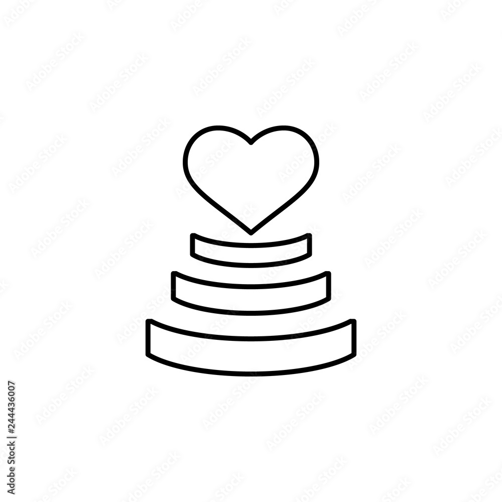 Poster heart shaped 3 layered cake icon. element of valentine's day icon for mobile concept and web apps. d