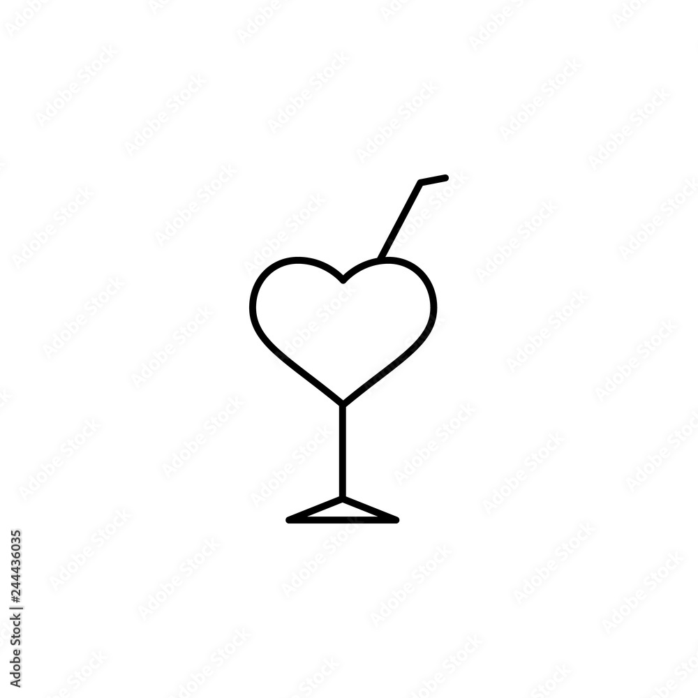 Poster heart shaped glass with straw icon. element of valentine's day icon for mobile concept and web apps.