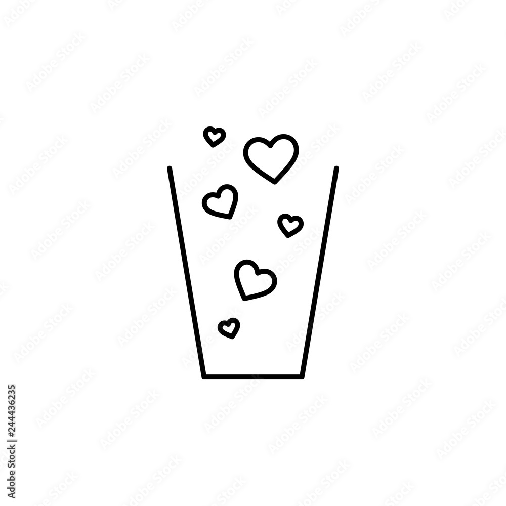 Poster trash container full of heart icon. element of valentine's day icon for mobile concept and web apps.