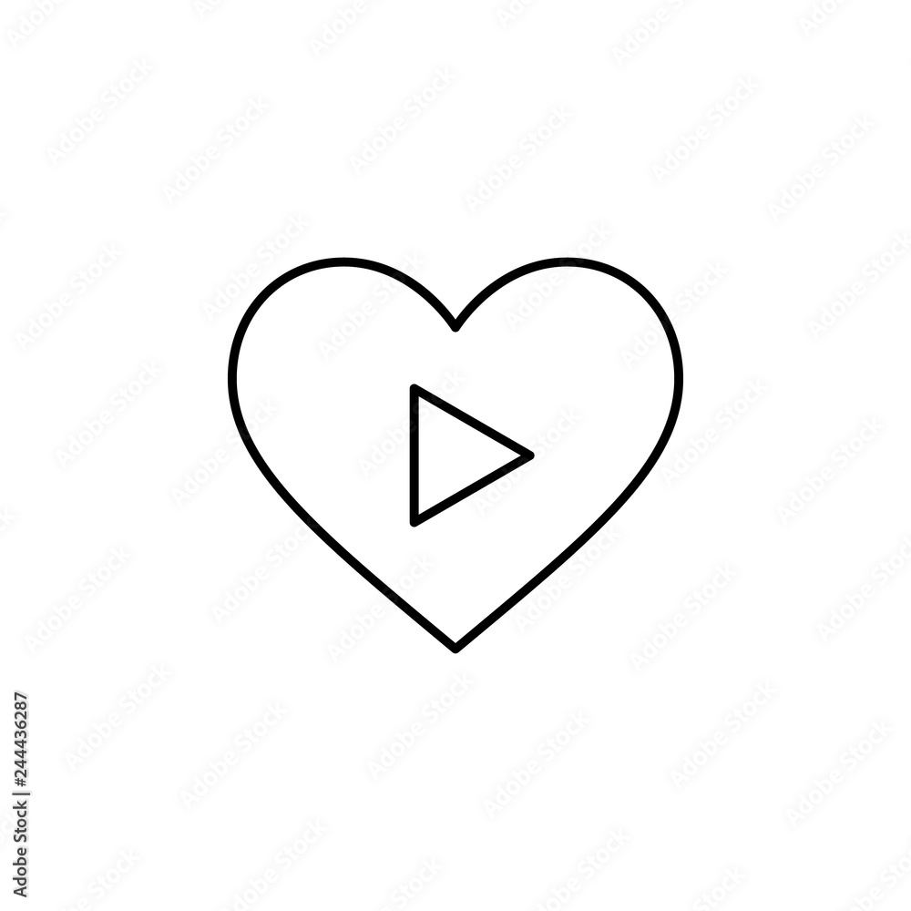 Poster heart play button icon. element of valentine's day icon for mobile concept and web apps. detailed he