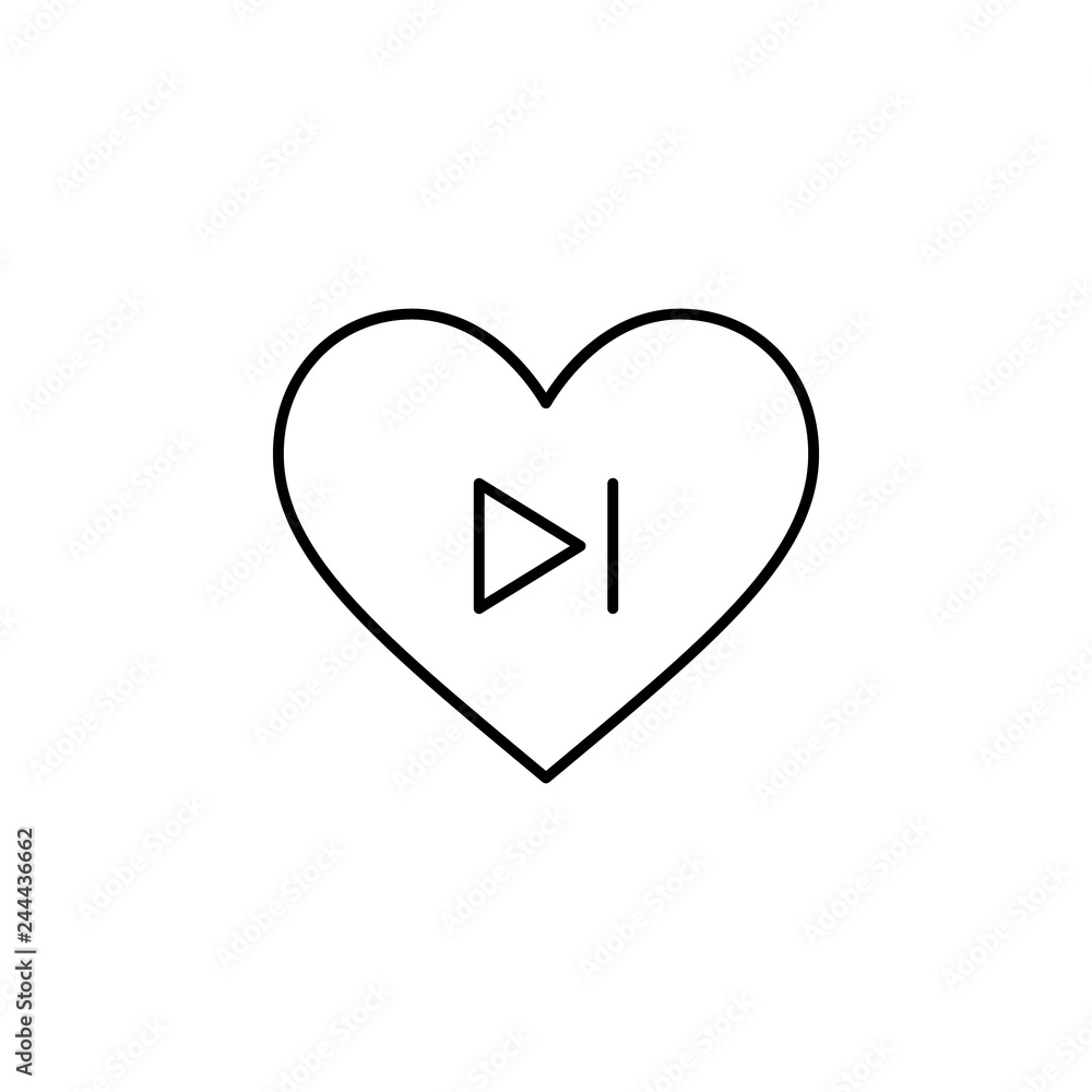 Poster heart play next button icon. element of valentine's day icon for mobile concept and web apps. detail