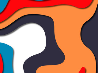 Paper art cartoon abstract waves. Paper carve background. Modern origami design template.Paper cut background. Abstract realistic paper decoration for design textured