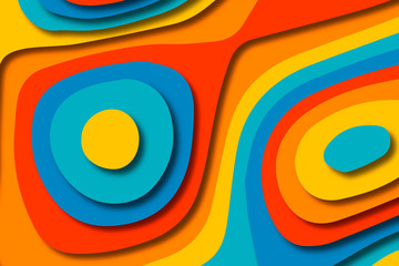 Obraz premium Paper art cartoon abstract waves. Paper carve background. Modern origami design template.Paper cut background. Abstract realistic paper decoration for design textured