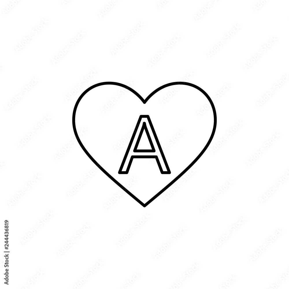 Poster heart with letter a icon. element of valentine's day icon for mobile concept and web apps. detailed 