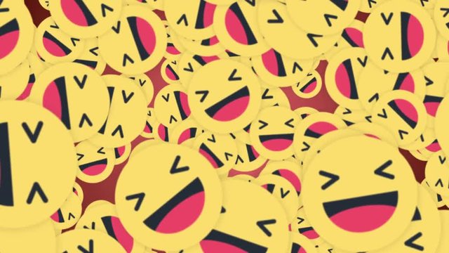 Falling Smiling HAHA Emoji Signs Animation, Laughing Emoticons, Rendering, Background, with Alpha Channel, Loop, 4k
