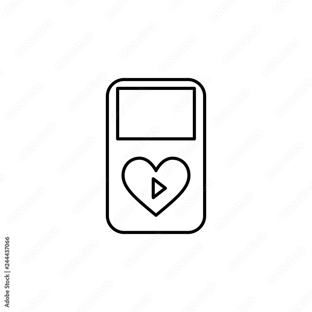 Poster music player with heart icon. element of valentine's day icon for mobile concept and web apps. detai