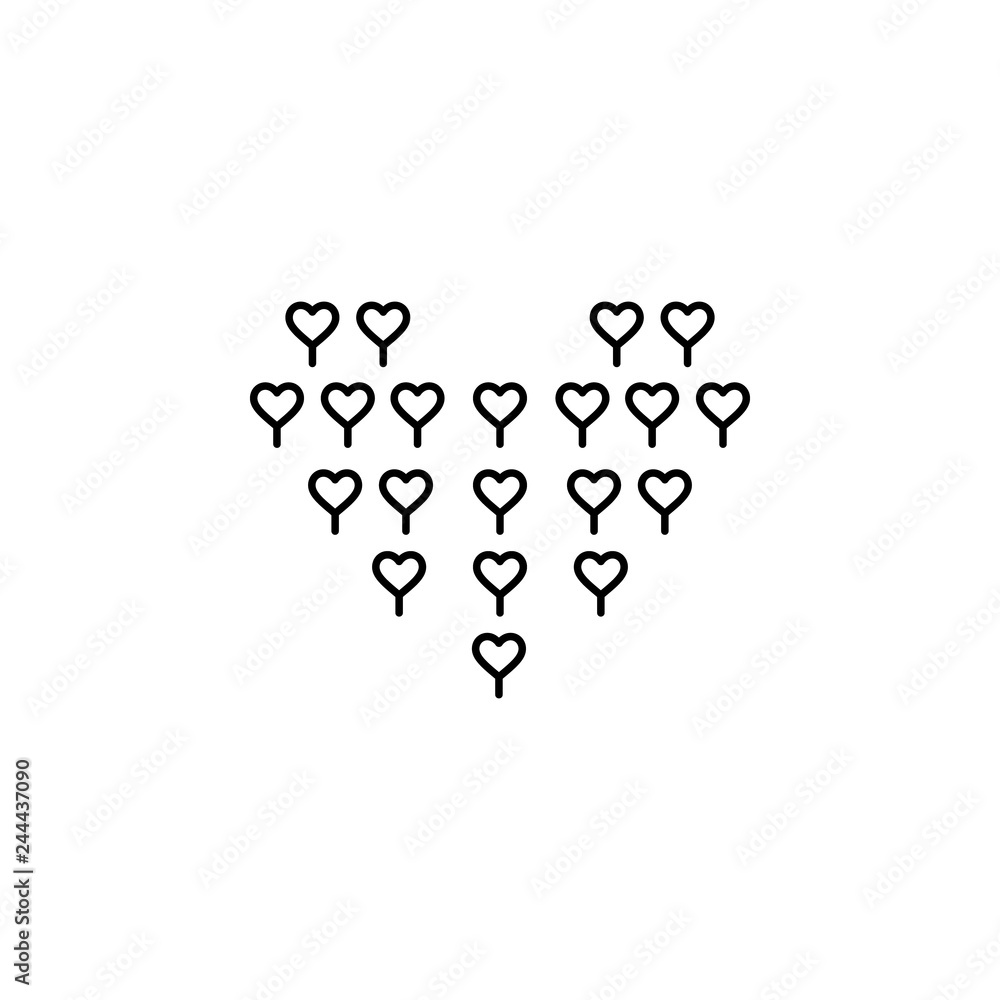 Poster heart balloon of multiple heart icon. element of valentine's day icon for mobile concept and web app