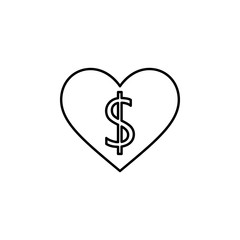heart dollars icon. Element of Valentine's Day icon for mobile concept and web apps. Detailed heart dollars icon can be used for web and mobile