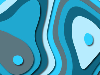 Paper art cartoon abstract waves. Paper carve background. Modern origami design template.Paper cut background. Abstract realistic paper decoration for design textured