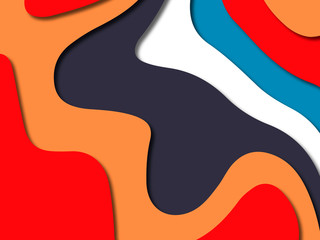 Paper art cartoon abstract waves. Paper carve background. Modern origami design template.Paper cut background. Abstract realistic paper decoration for design textured