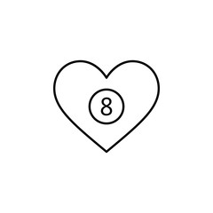 heart with 8 ball billiards icon. Element of Valentine's Day icon for mobile concept and web apps. Detailed heart with 8 ball billiards icon can be used for web and mobile