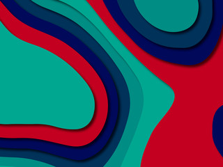 Paper art cartoon abstract waves. Paper carve background. Modern origami design template.Paper cut background. Abstract realistic paper decoration for design textured