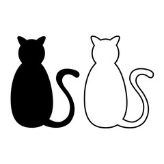 white & black cat silhouette