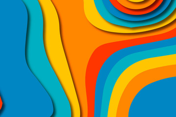 Paper art cartoon abstract waves. Paper carve background. Modern origami design template.Paper cut background. Abstract realistic paper decoration for design textured