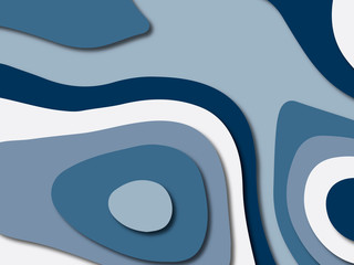 Paper art cartoon abstract waves. Paper carve background. Modern origami design template.Paper cut background. Abstract realistic paper decoration for design textured