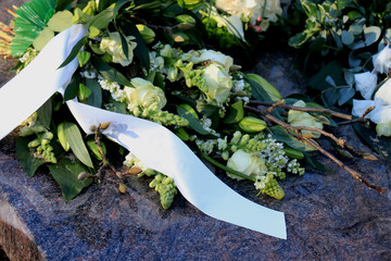 Sympathy flowers on a grave