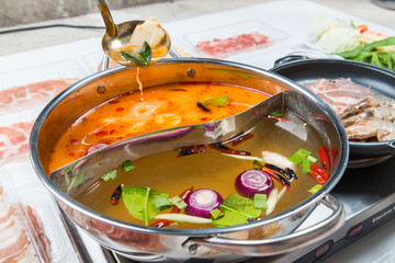 Dishes prepared with medicinal herbs pan