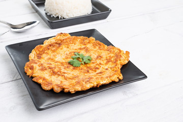 Traditional Thai omelet,  jasmin rice