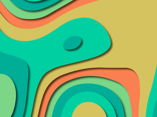 Fototapeta premium Paper art cartoon abstract waves. Paper carve background. Modern origami design template.Paper cut background. Abstract realistic paper decoration for design textured