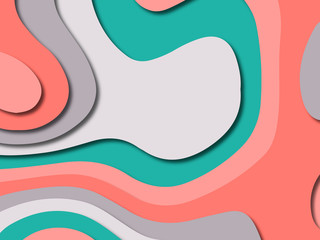 Paper art cartoon abstract waves. Paper carve background. Modern origami design template.Paper cut background. Abstract realistic paper decoration for design textured