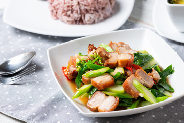 Crispy Pork Belly Stir Fry With Chinese Kale