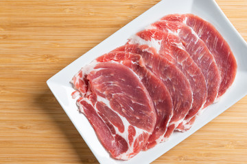 Raw fresh pork neck chop meat