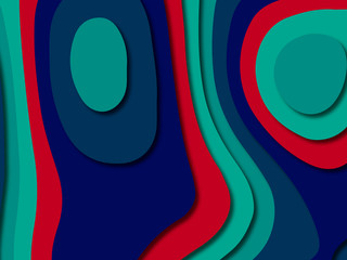 Paper art cartoon abstract waves. Paper carve background. Modern origami design template.Paper cut background. Abstract realistic paper decoration for design textured