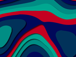 Fototapeta premium Paper art cartoon abstract waves. Paper carve background. Modern origami design template.Paper cut background. Abstract realistic paper decoration for design textured