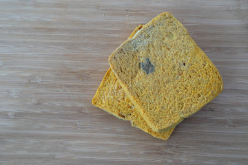 Backgrounds Top view Expired bread moldy