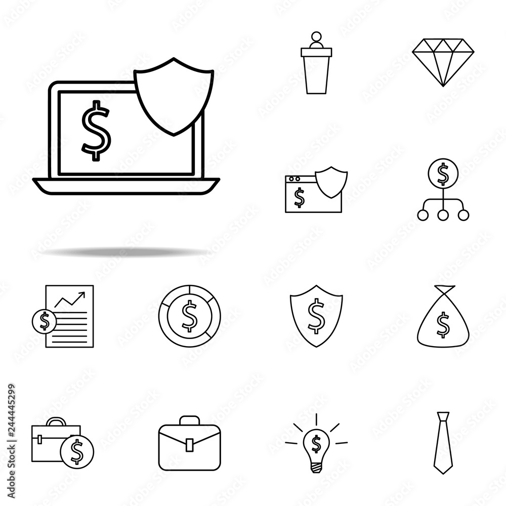 Poster cyber financial security icon. finance and chart icons universal set for web and mobile