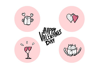 Happy Valentines Day card. Vector illustration.