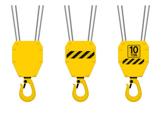 Isolated lower hook of hoist on transparent background