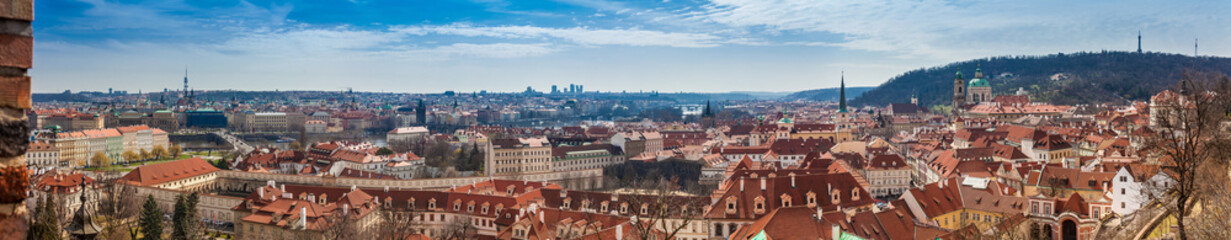 Naklejka na ściany i meble Panorama of the Prague city at the begining of spring