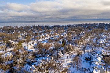 Arial landscape taken with a drone, Chicago area