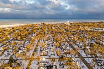 Arial landscape taken with a drone, Chicago area