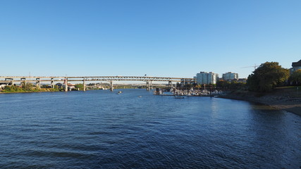 The Willamette River and its bridges in downtown Portland, Oregon.