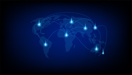 Digital world in your fingertip and global connection concept; the virtual digital spherical ball symbolized the business in modern world 