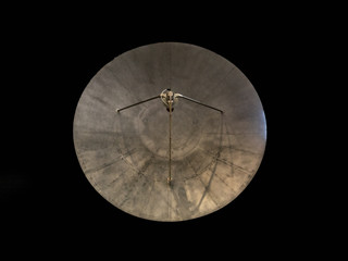 Satellite dish round antenna on black background
